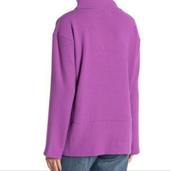 Nwt MELLODAY Purple Ottoman Ribbed Long Sleeve Top size Small - Picture 2 of 6